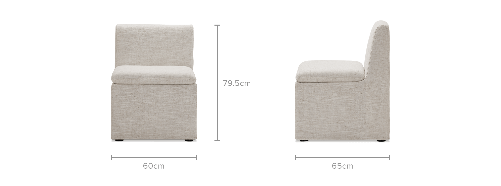 dimension of Callie Single Storage Banquette
