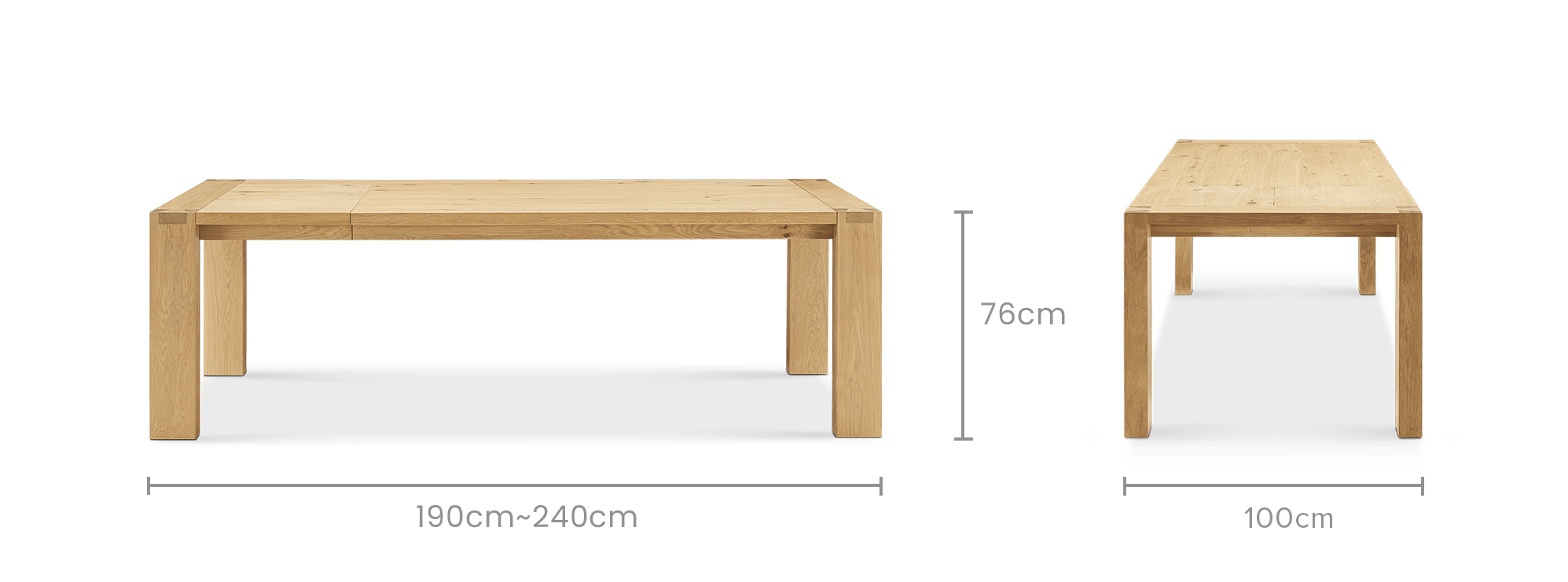 dimension of Bradley Extendable Dining Table, 190-240cm