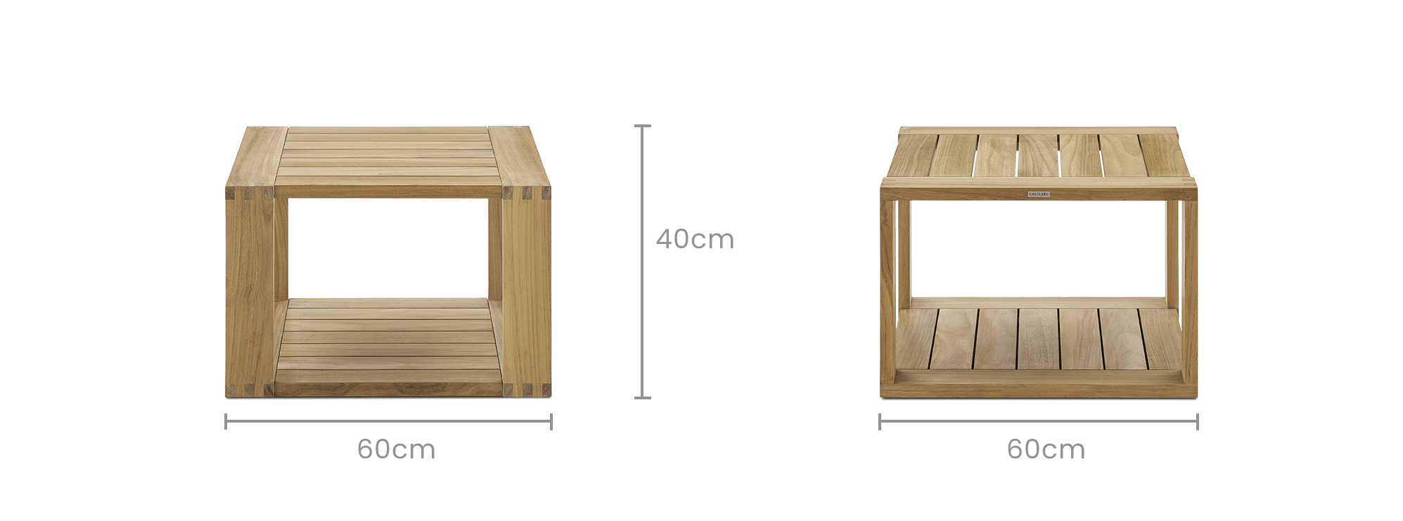 dimension of Rio Outdoor Teak Square Box Side Table