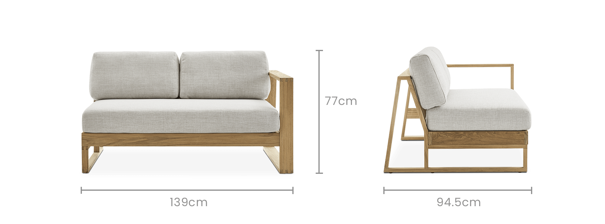 dimension of Rio Outdoor Right Facing 2 Seater Sofa
