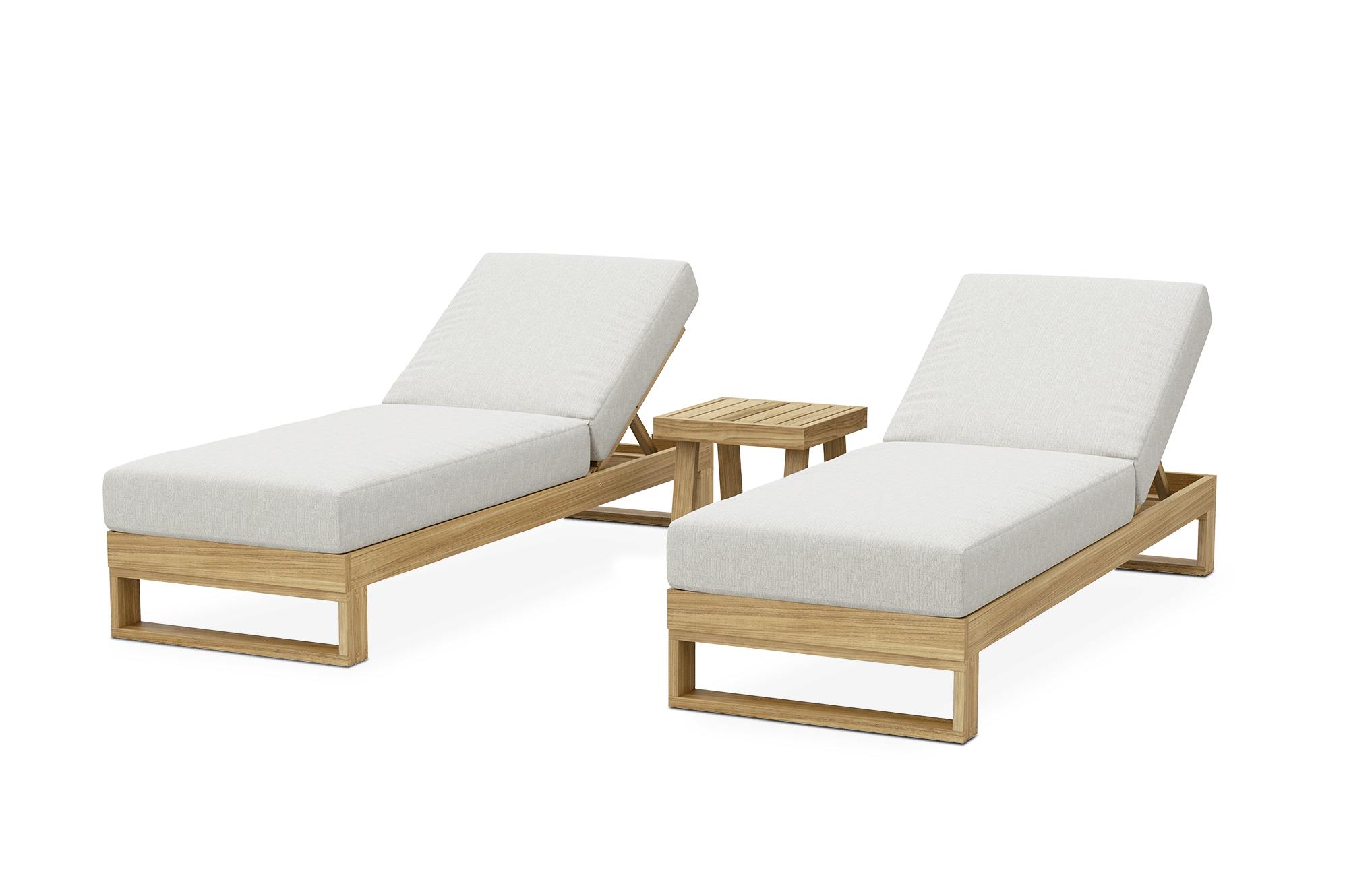 Rio Outdoor Teak 2 Chaise Lounges & Side Table Set 11