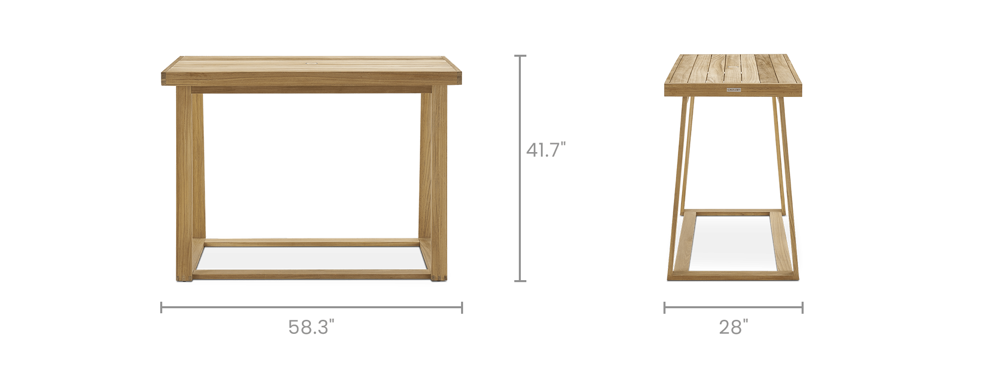dimension of Rio Outdoor Teak Rectangular Bar Table