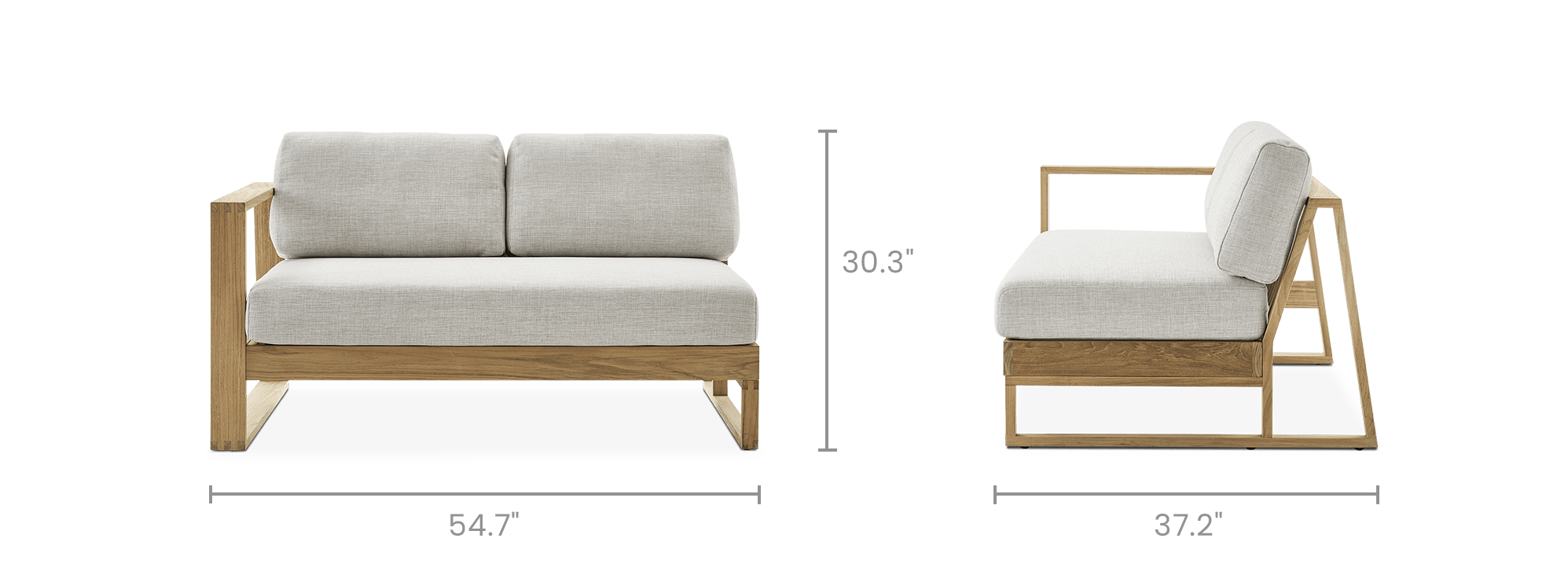 dimension of Rio Outdoor Left Facing 2 Seater Sofa