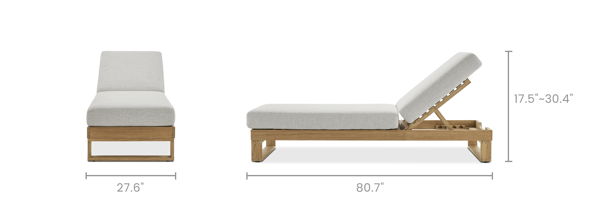 dimension of Rio Outdoor Teak Chaise Lounge