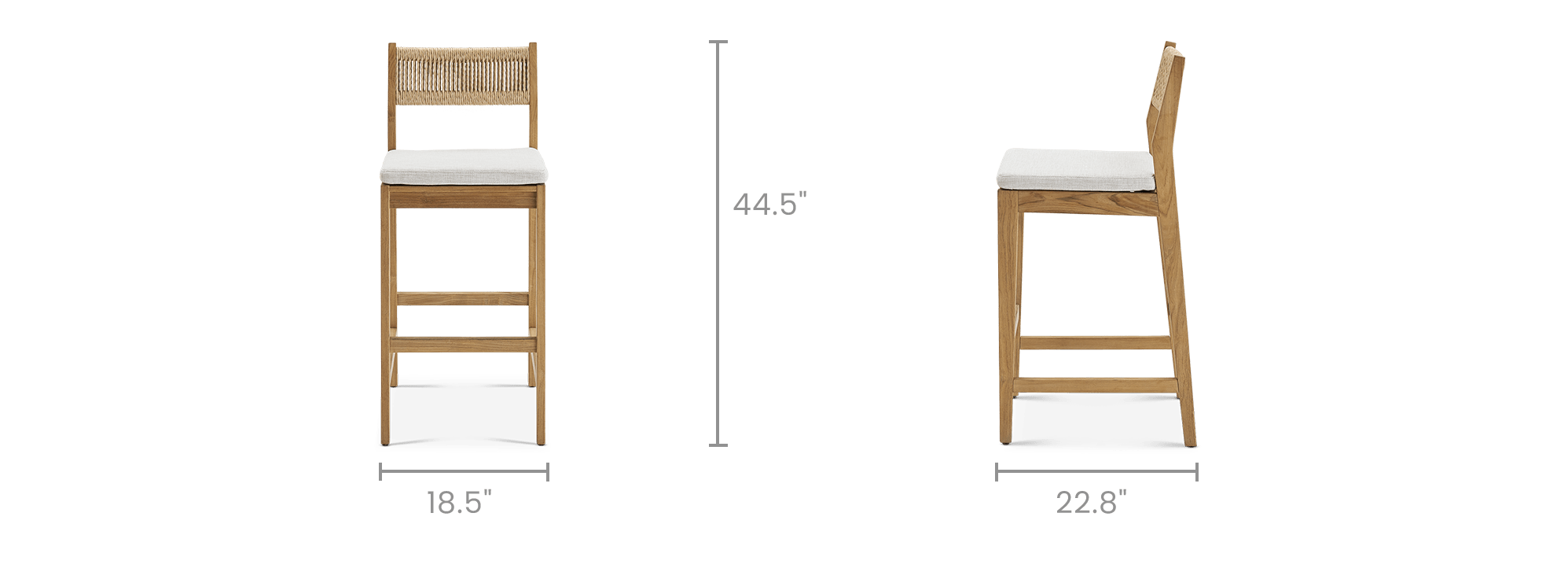 dimension of Rio Outdoor Teak Bar Stool Set