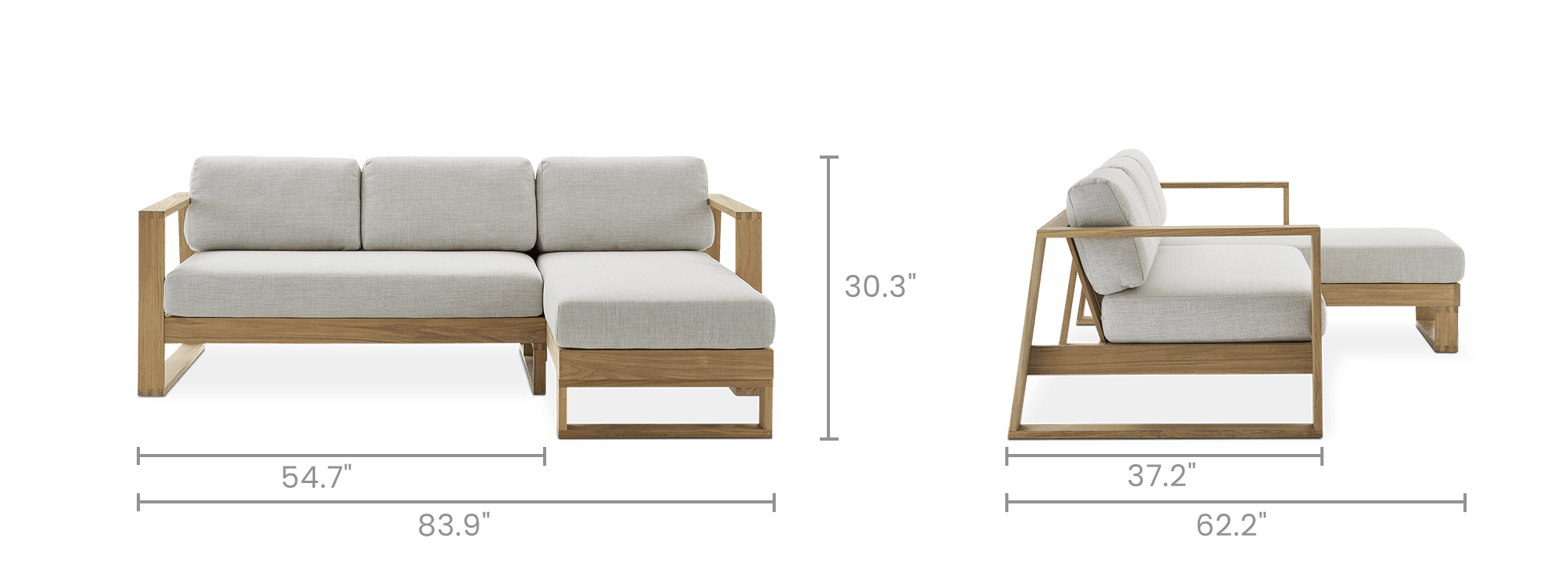 dimension of Rio Outdoor Chaise Sectional Sofa