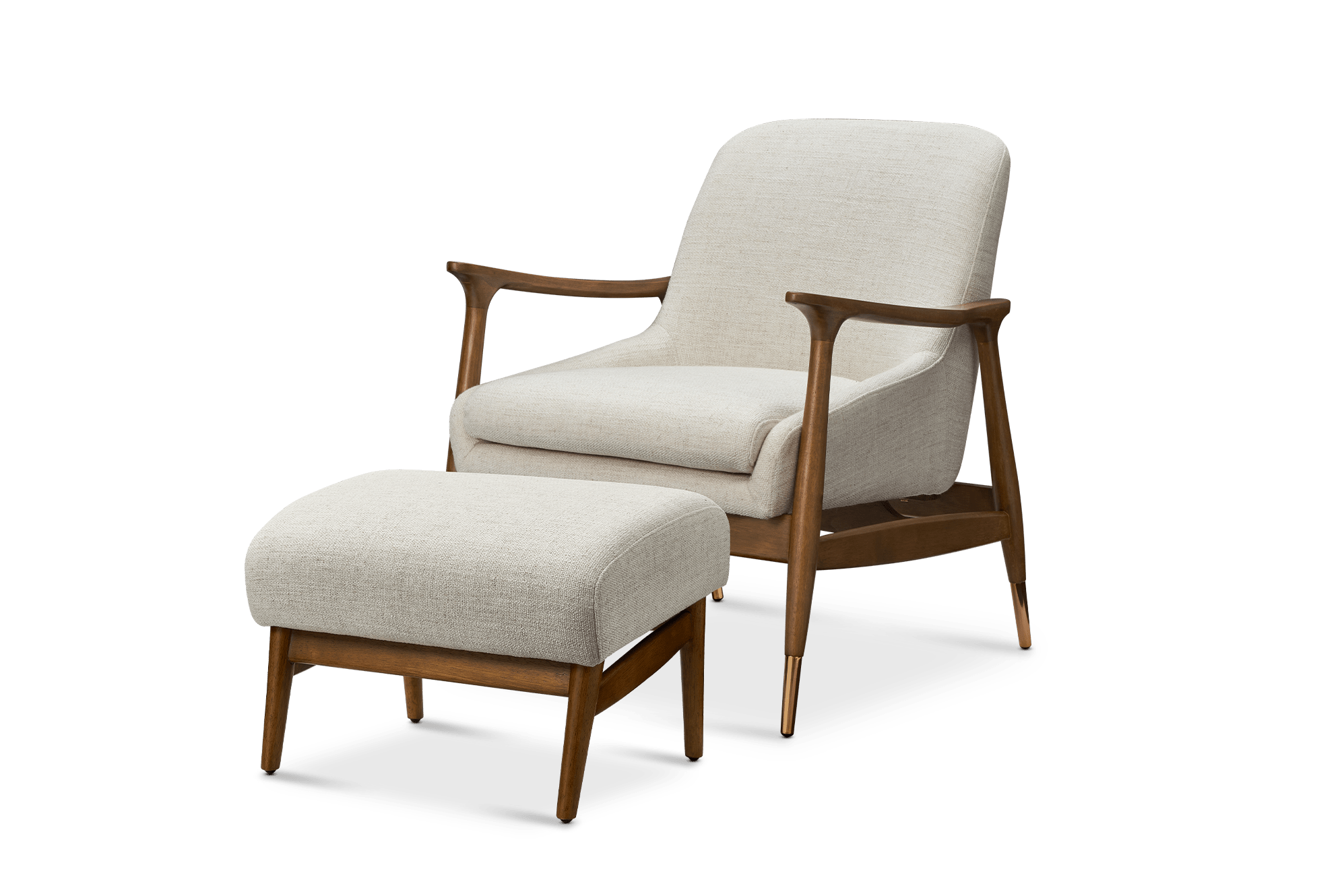 Desmond Armchair with Ottoman, Opal Beige