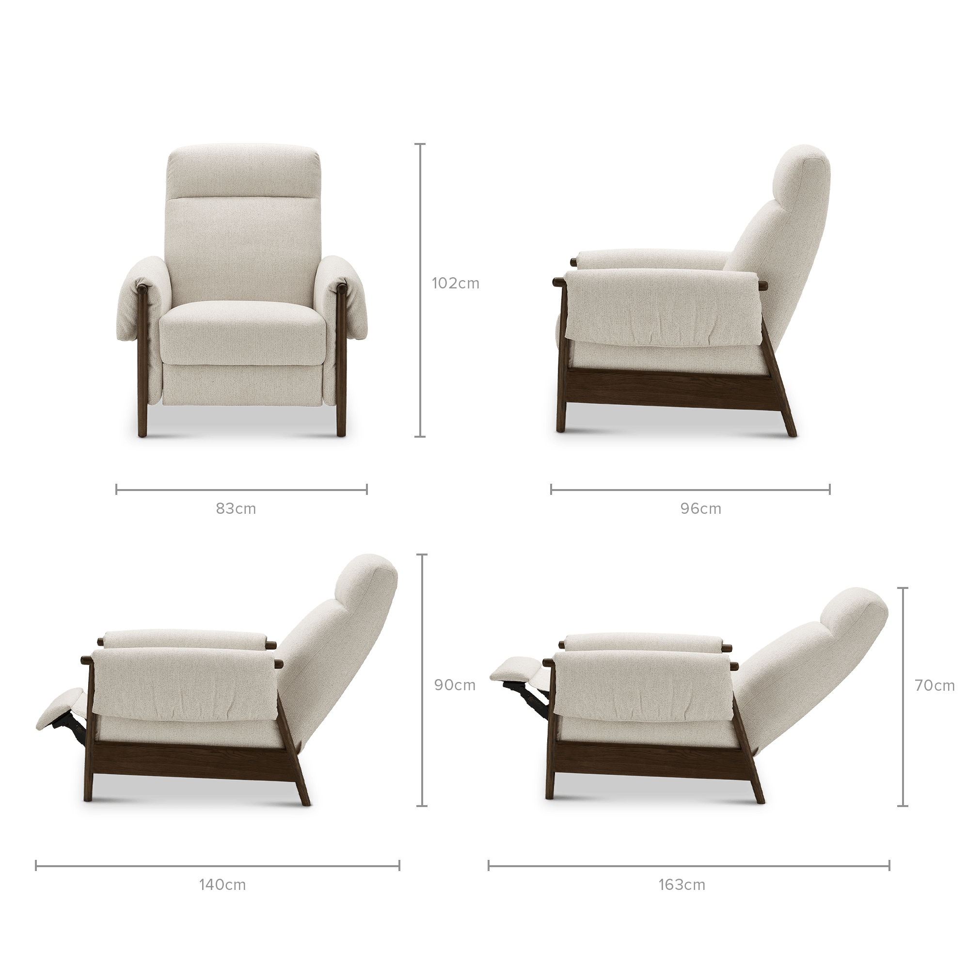dimension of Dean Performance Fabric Recliner Armchair