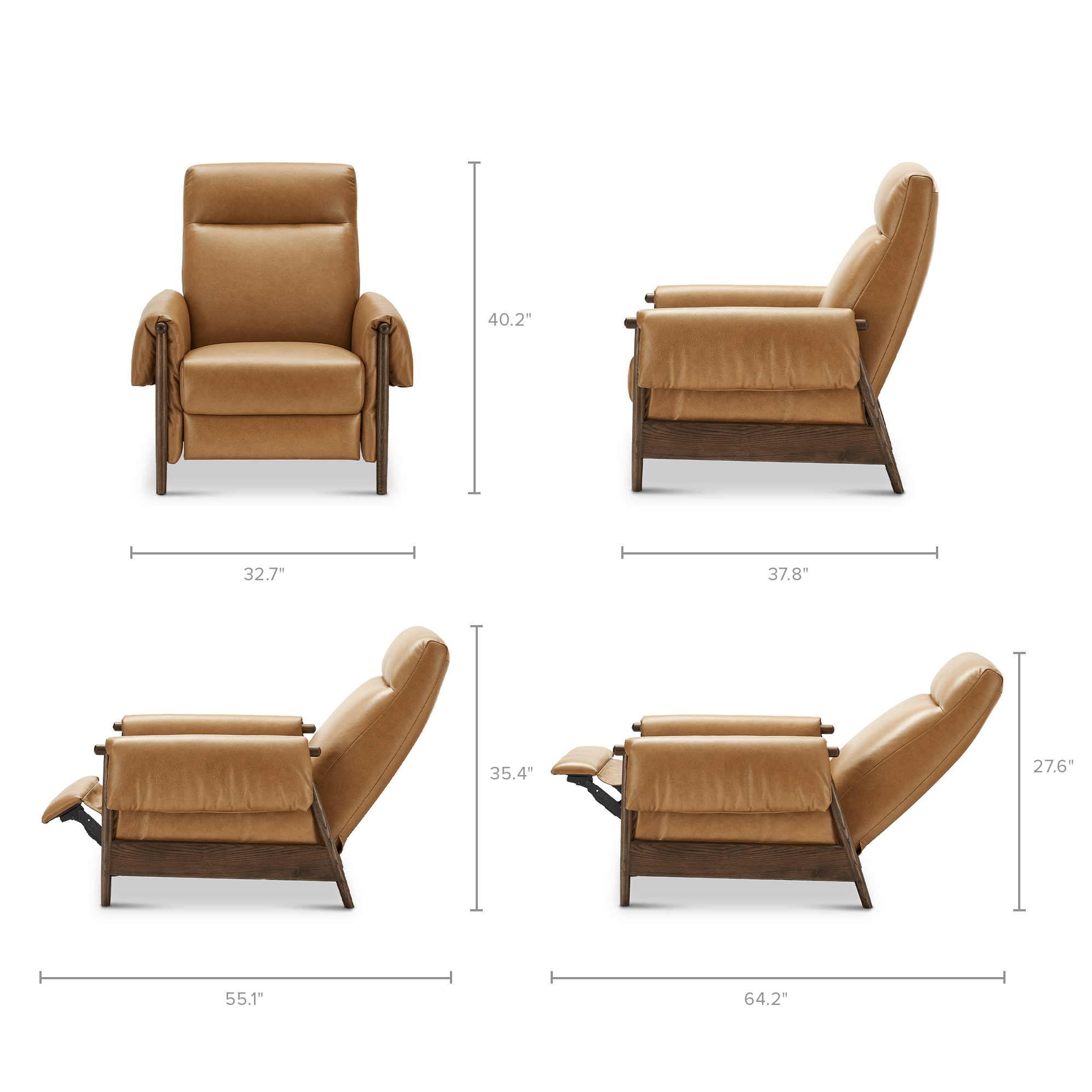 dimension of Dean Leather Recliner Armchair