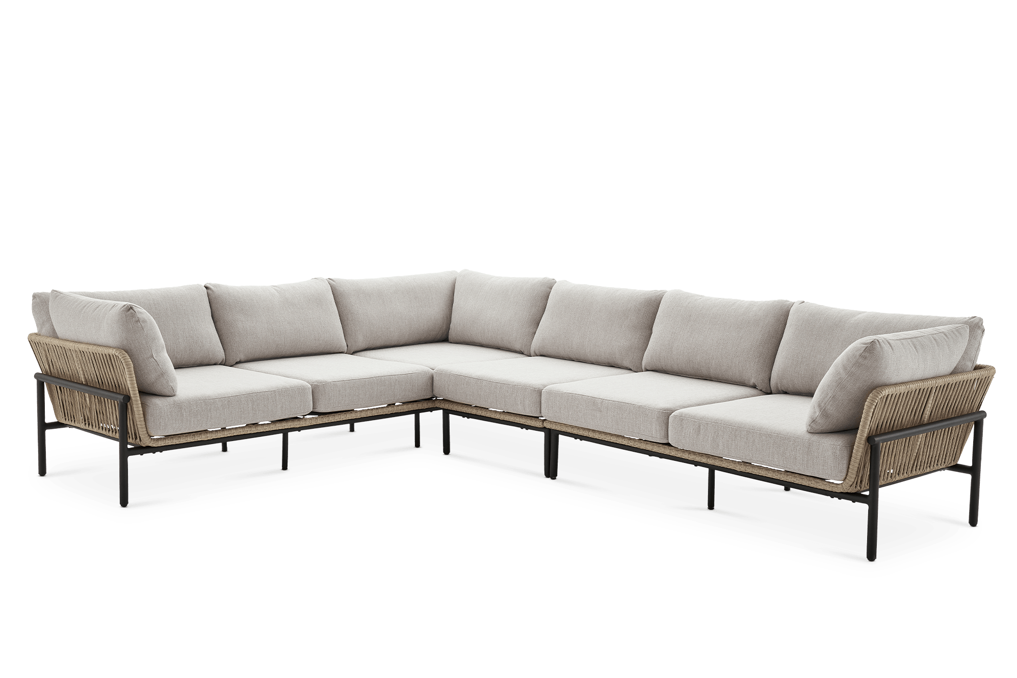 Sierra Outdoor Extended L-Shape Sectional Sofa, Straw