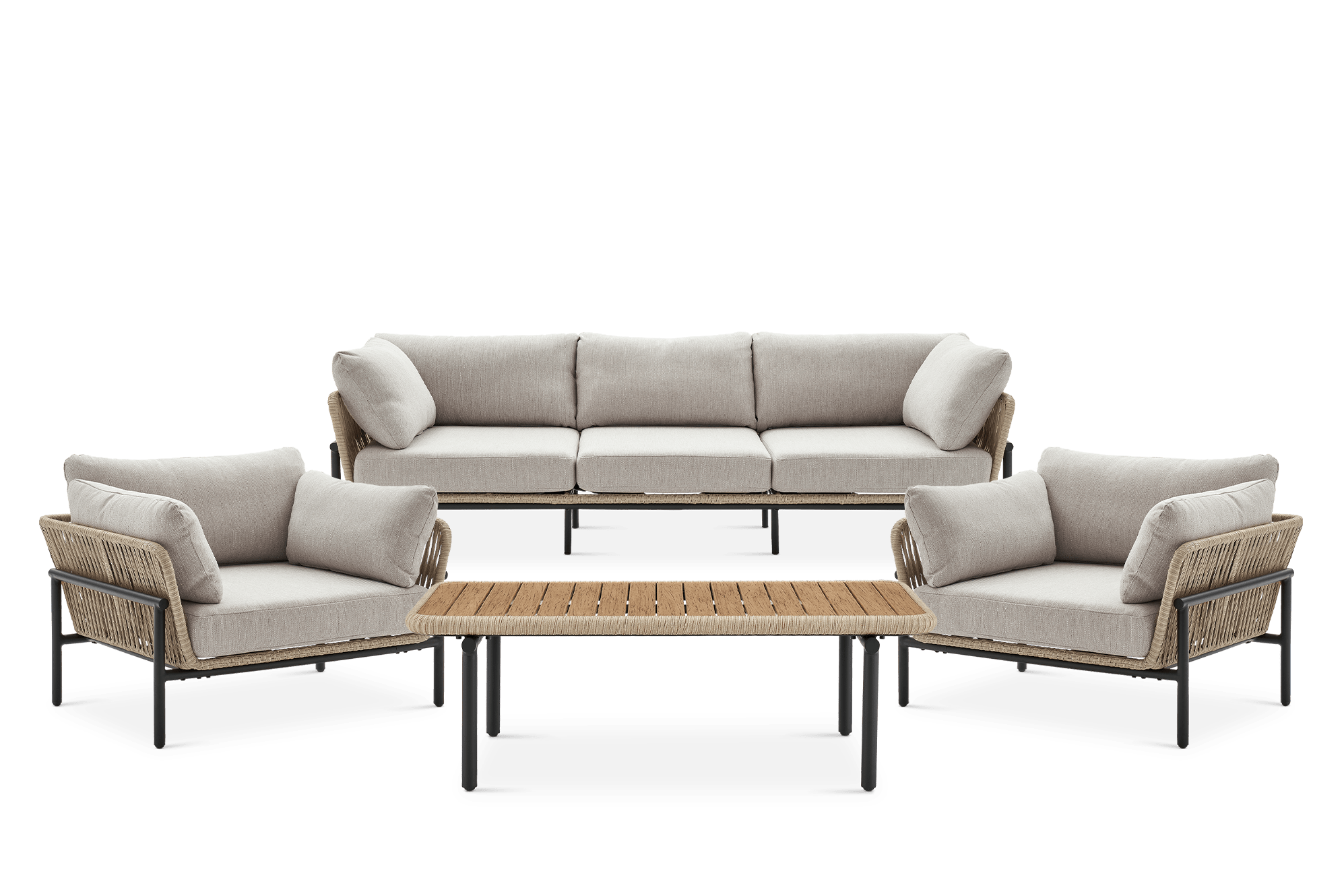 Sierra Outdoor 3 Seater Sofa, Lounge Chair & Coffee Table Set 1