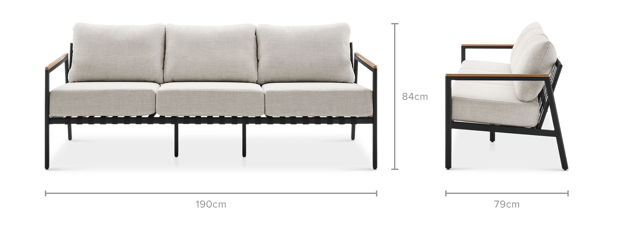 dimension of Sorrento Outdoor 3 Seater Sofa