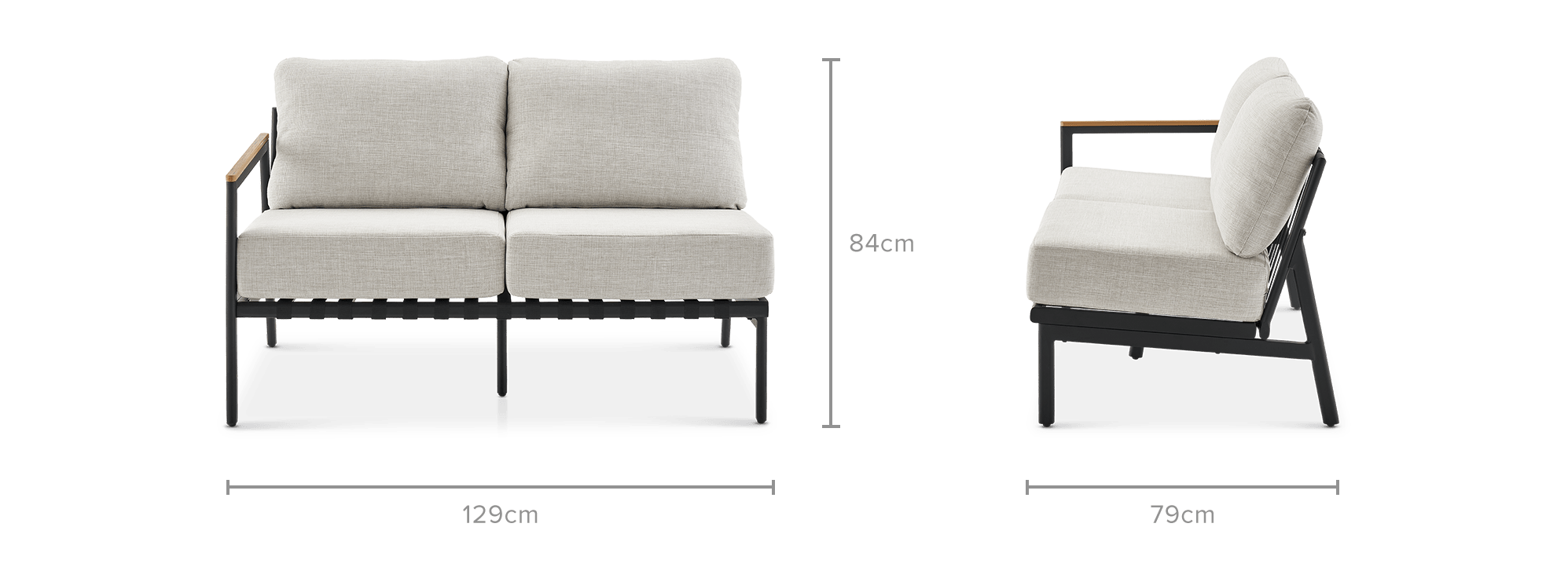 dimension of Sorrento Outdoor Left Facing 2 Seater Sofa
