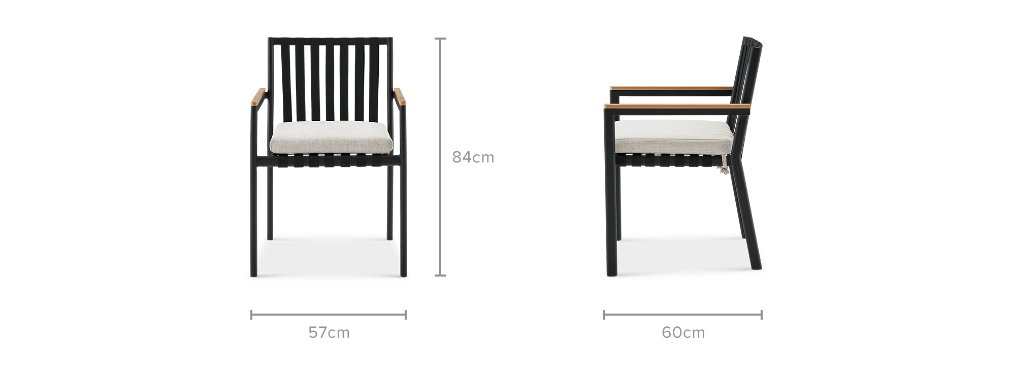 dimension of Sorrento Stackable Outdoor Dining Armchair Set