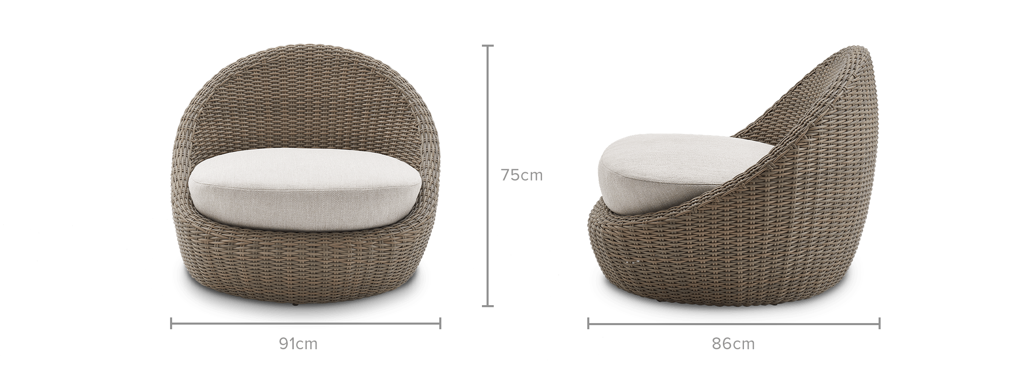 dimension of Malta Outdoor Lounge Chair