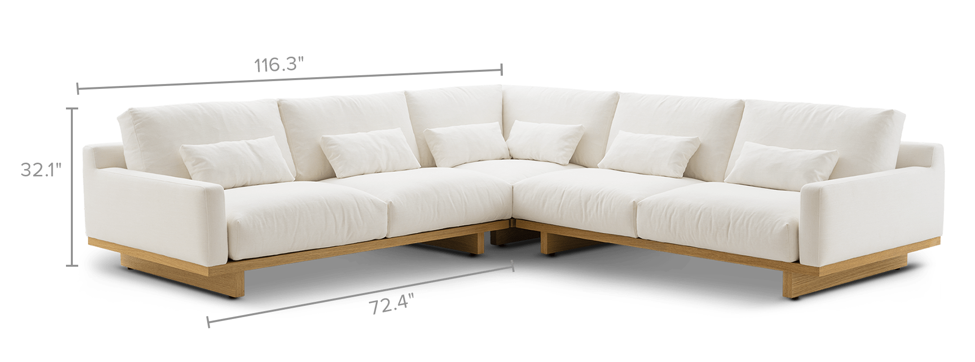 dimension of Mori Performance Fabric L-Shape Sectional Sofa