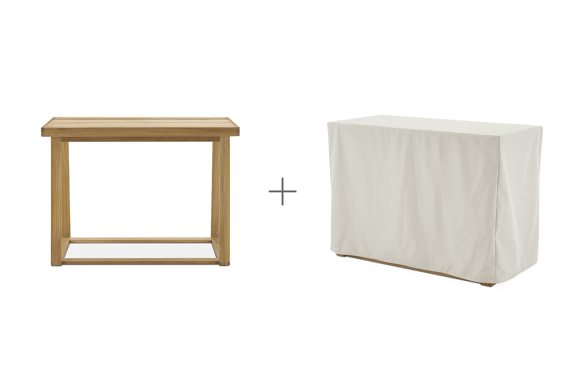 Rio Outdoor Teak Rectangular Bar Table with Ivory Cover