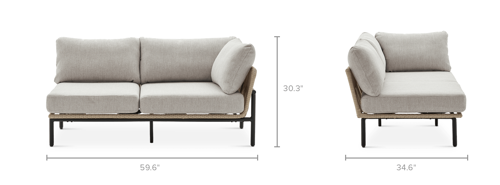 dimension of Sierra Outdoor Right Facing 2 Seater Sofa