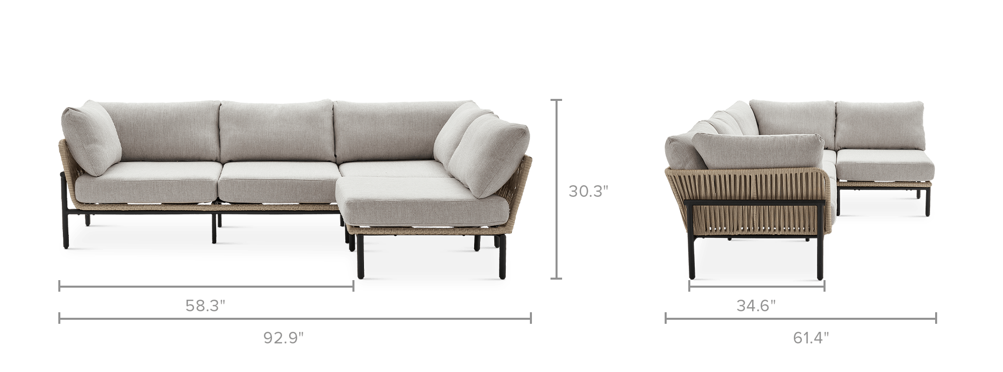 dimension of Sierra Outdoor Sectional Sofa