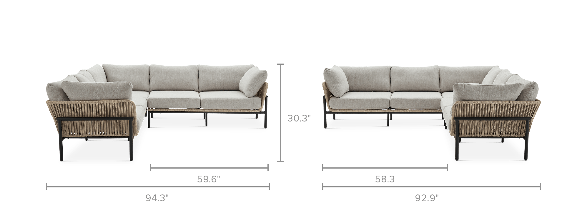 dimension of Sierra Outdoor L-Shape Sectional Sofa