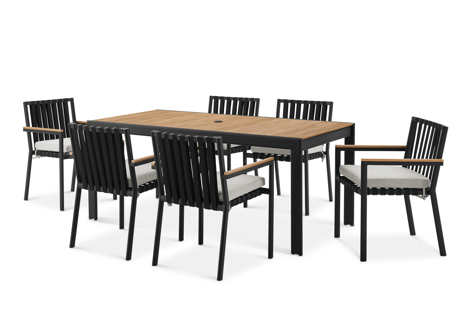 Sorrento Outdoor Dining Table 180cm with 6 Chairs, Natural Beige