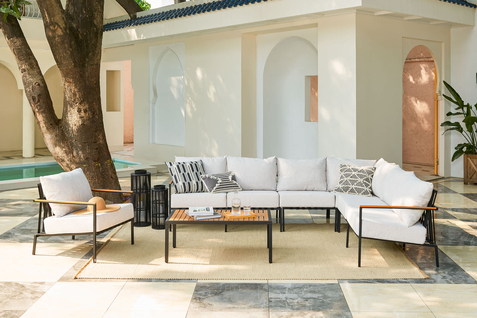 Sorrento Outdoor Extended L-Shape Sectional Sofa 2