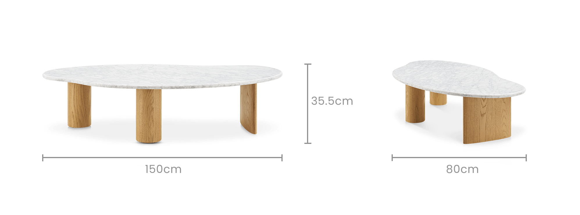 dimension of Lavine Marble Coffee Table