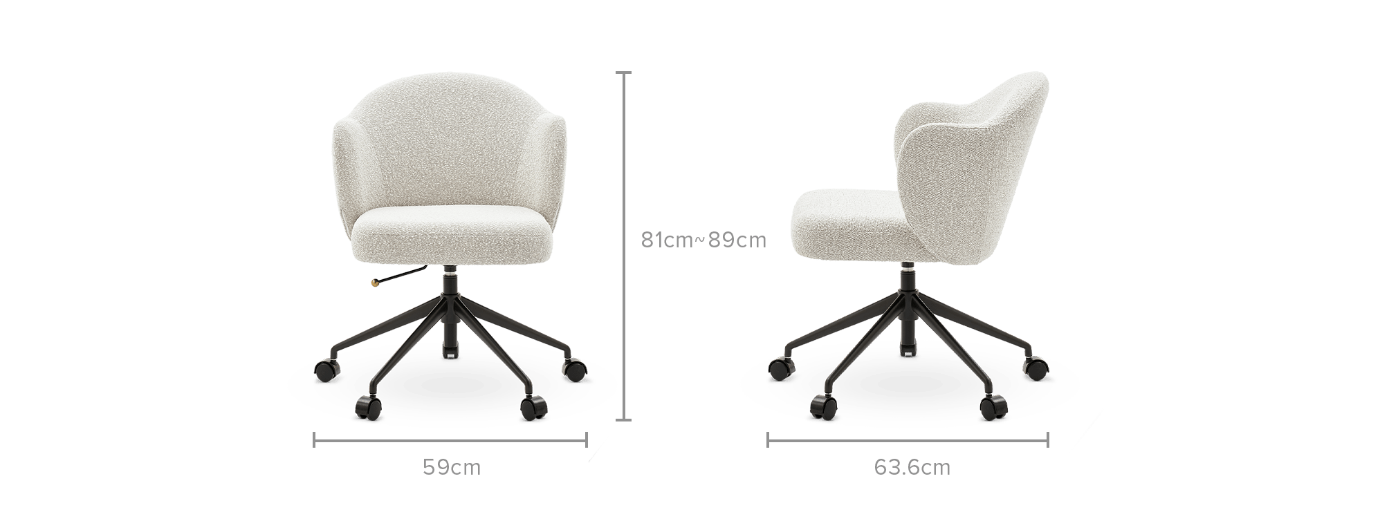 dimension of Simone Performance Bouclé Office Chair, Matte Black