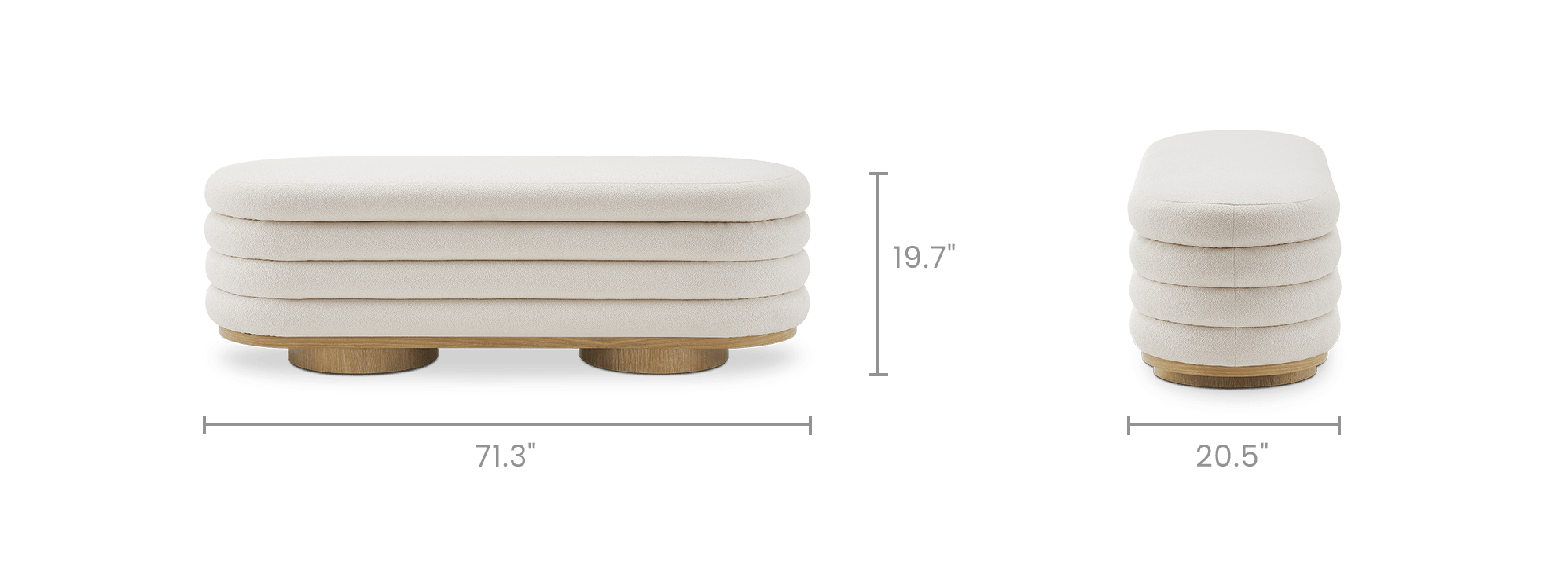 dimension of Freida Performance Bouclé Storage Bench