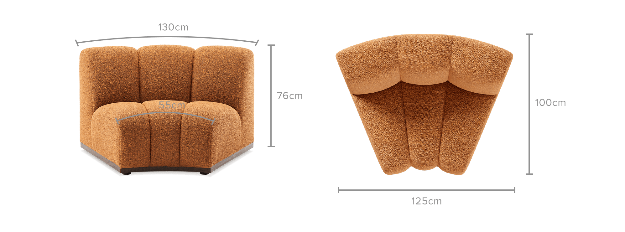 dimension of Marlow Performance Bouclé Wedge Sofa