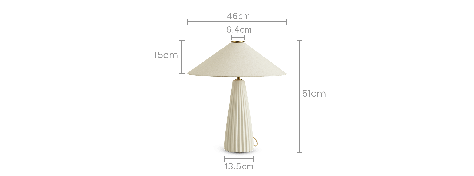 dimension of Alba Fluted Ceramic Table Lamp