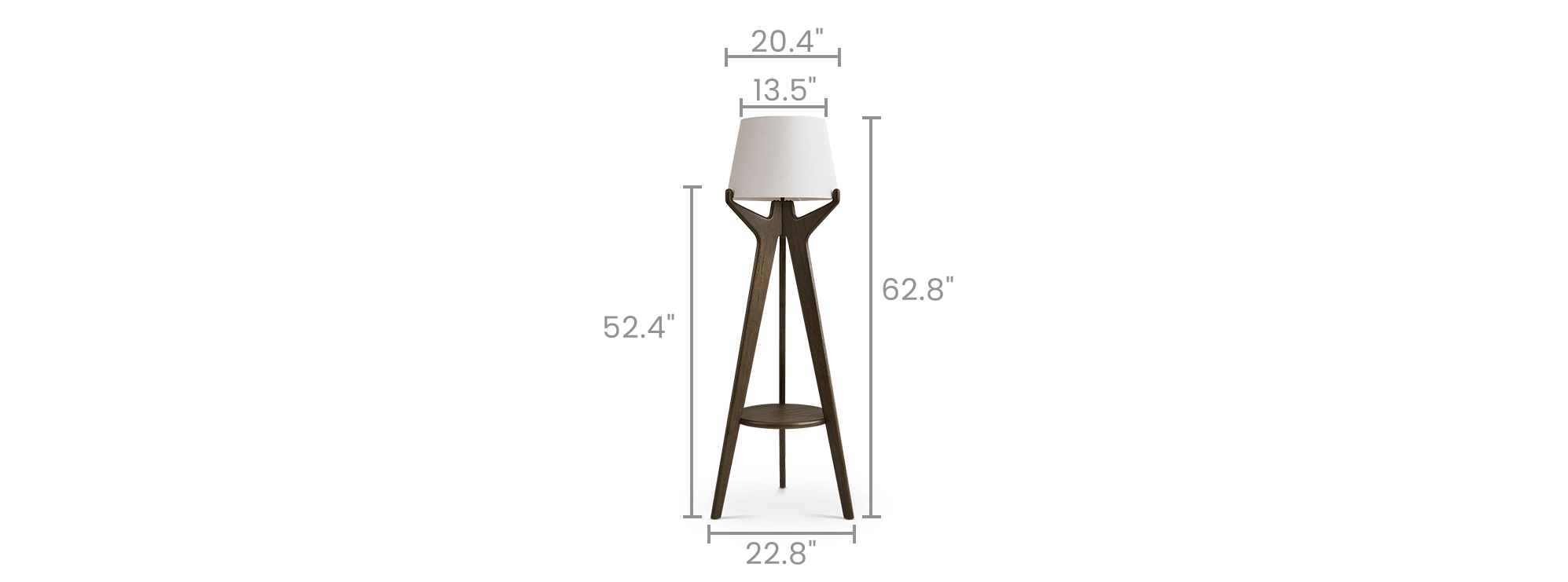 dimension of Karo Tripod Floor Lamp, Caramel