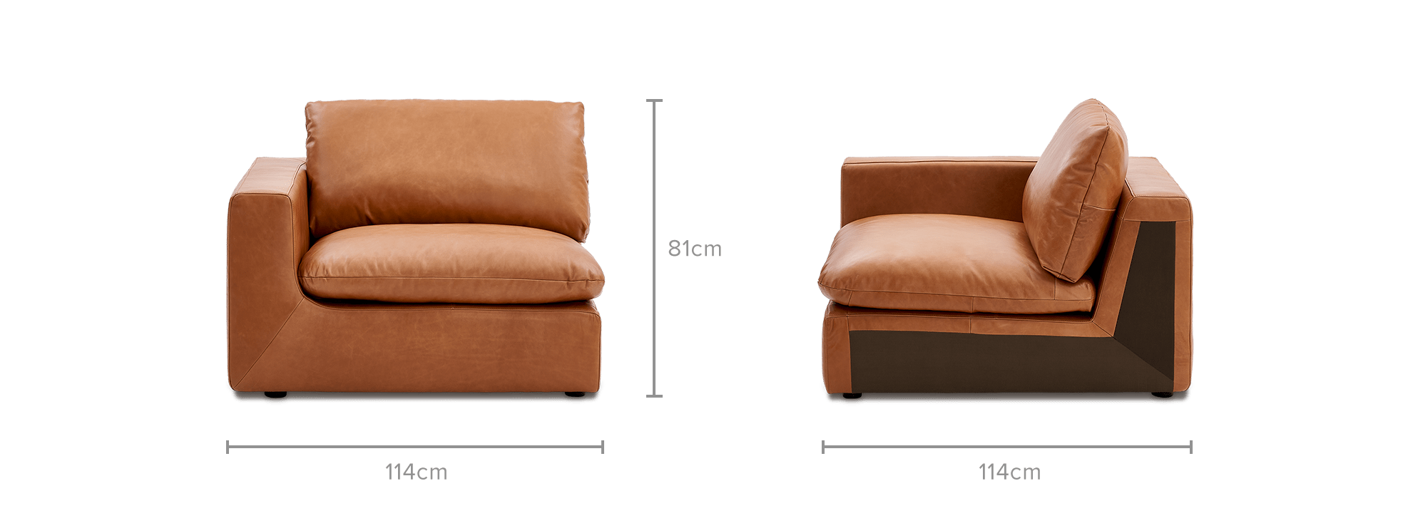 dimension of Dawson Leather Left Arm Sofa