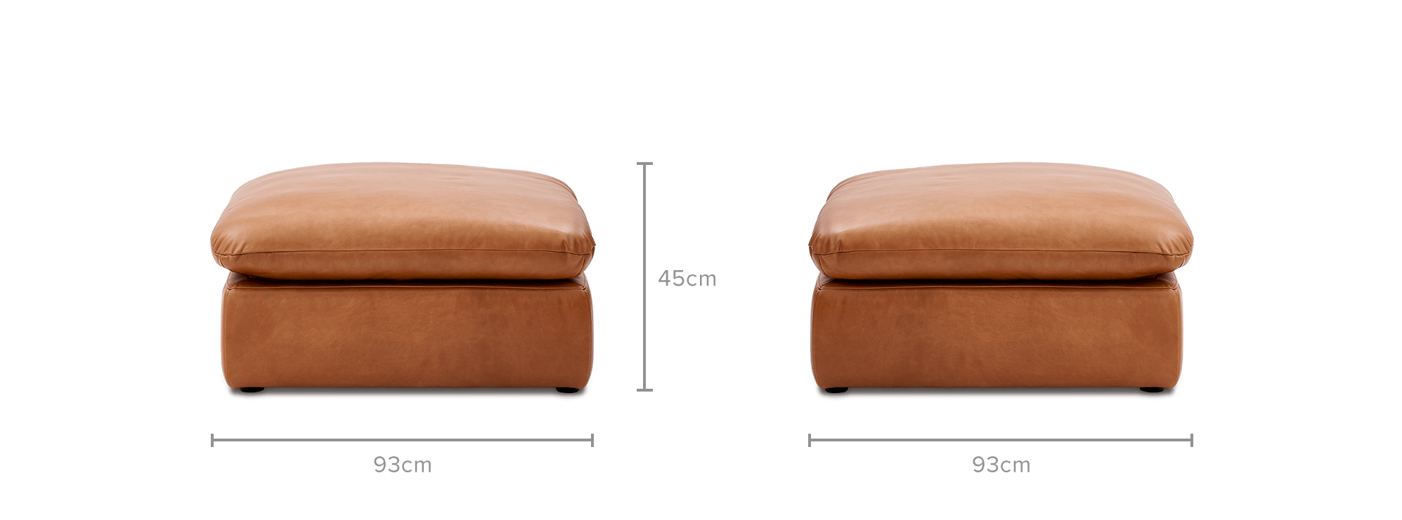 dimension of Dawson Leather Small Ottoman
