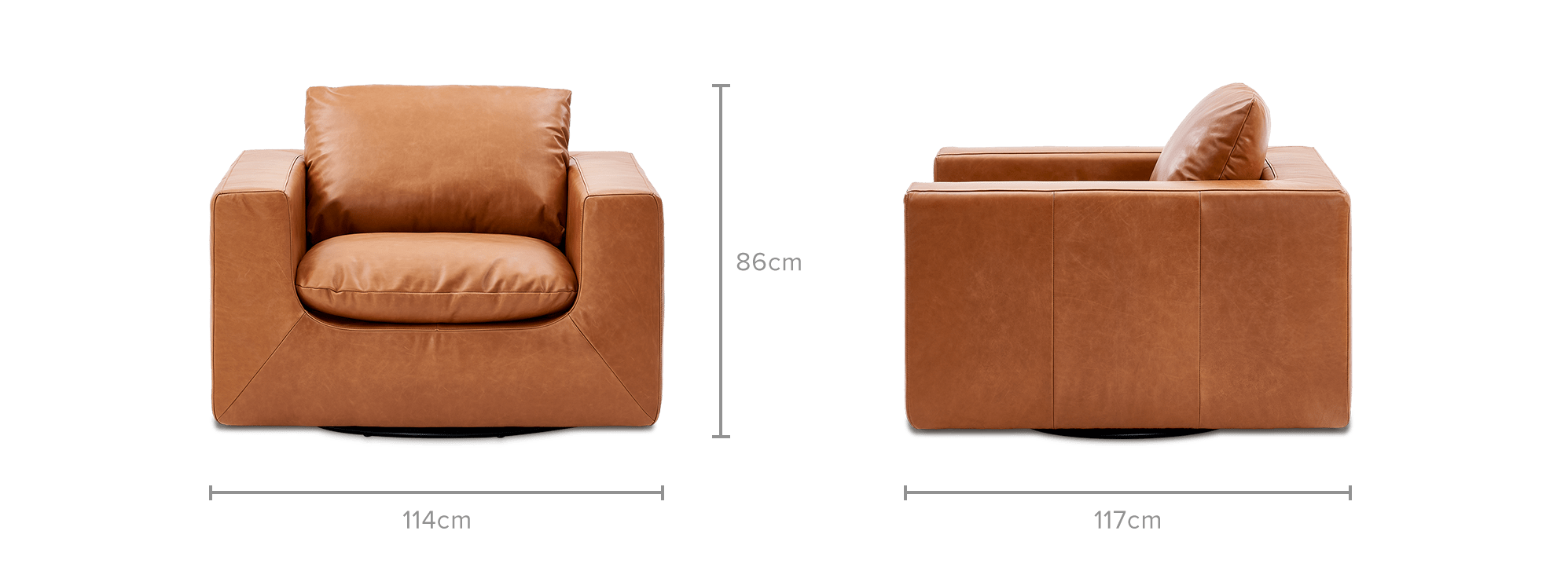 dimension of Dawson Leather Swivel Armchair