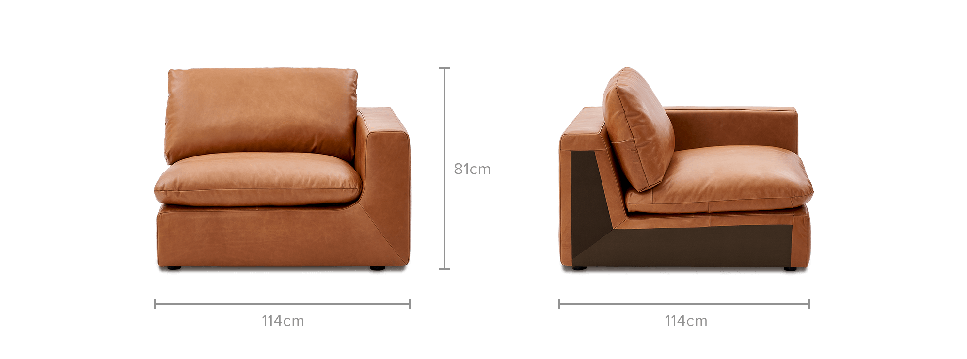 dimension of Dawson Leather Right Arm Sofa