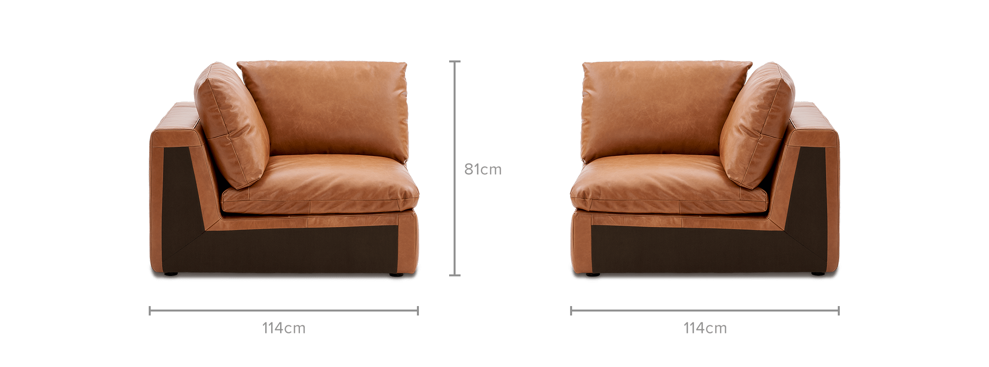 dimension of Dawson Leather Corner Modular Sofa