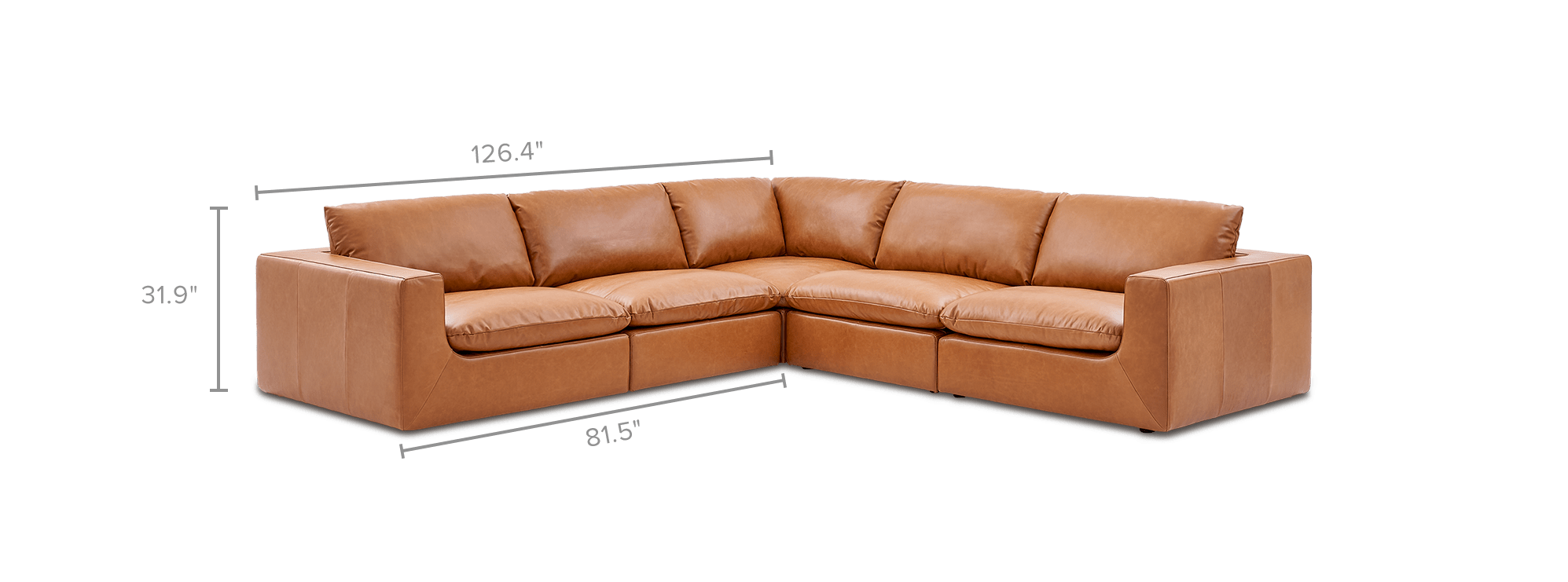dimension of Dawson Leather L-Shape Sectional Sofa