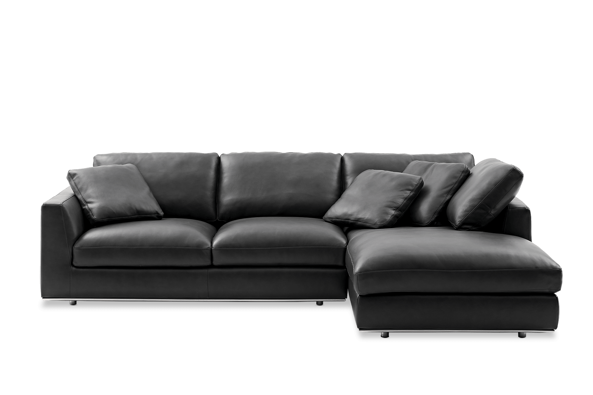 Hamilton Leather Chaise Sectional Sofa Right Facing, (Marche) Graphite