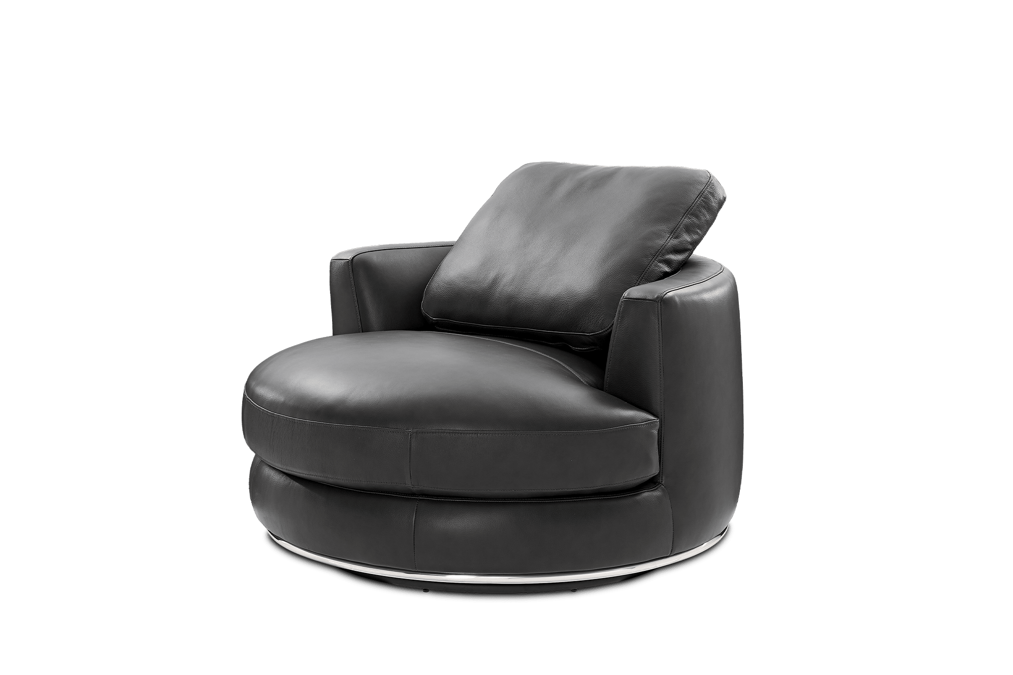 Hamilton Leather Round Swivel Armchair 7