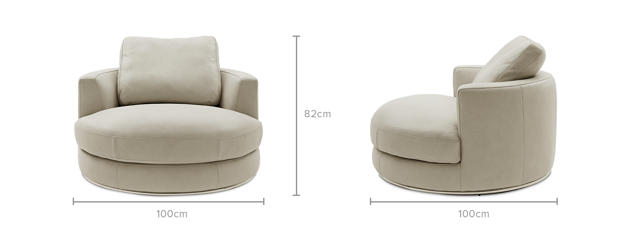 dimension of Hamilton Leather Round Swivel Armchair