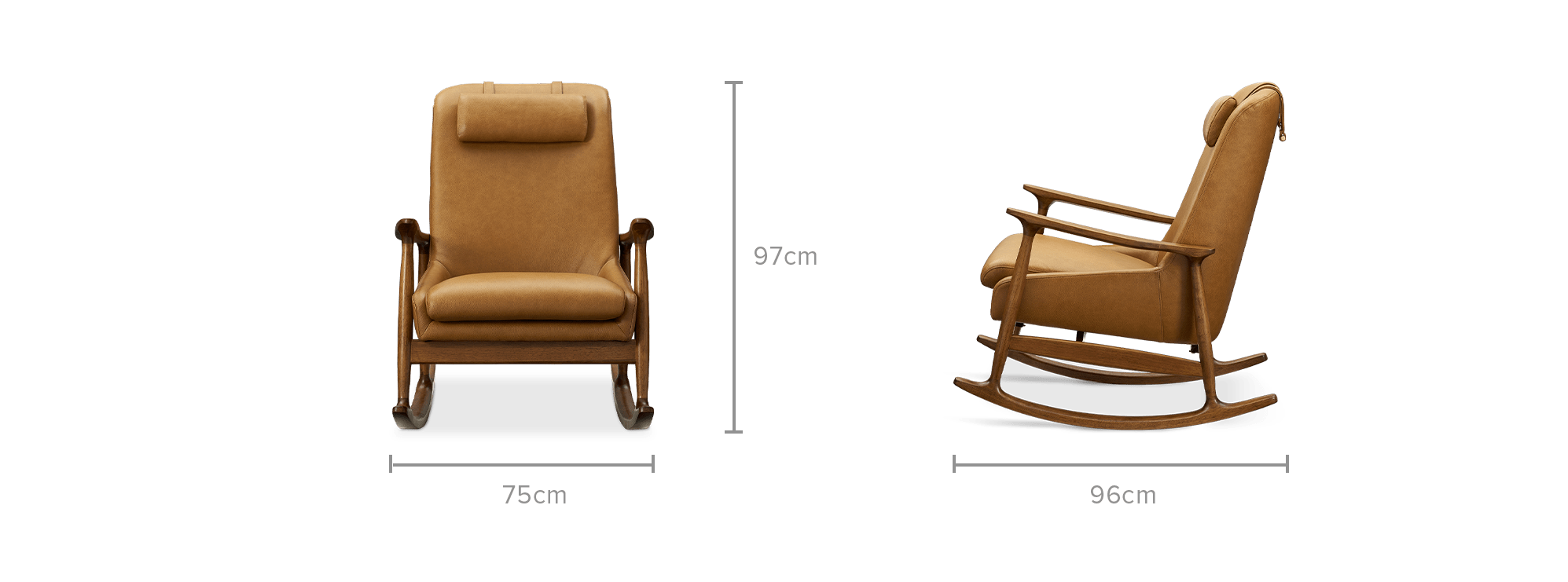 dimension of Desmond Leather Rocking Armchair