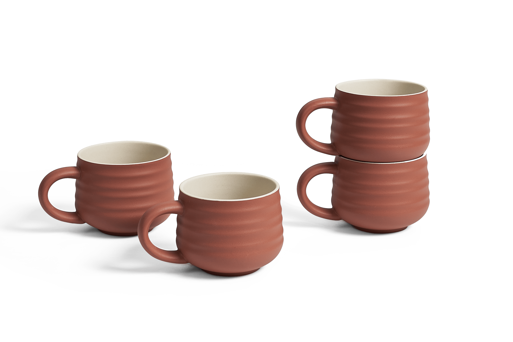 Audrey Brick Red Mugs, Set of 4