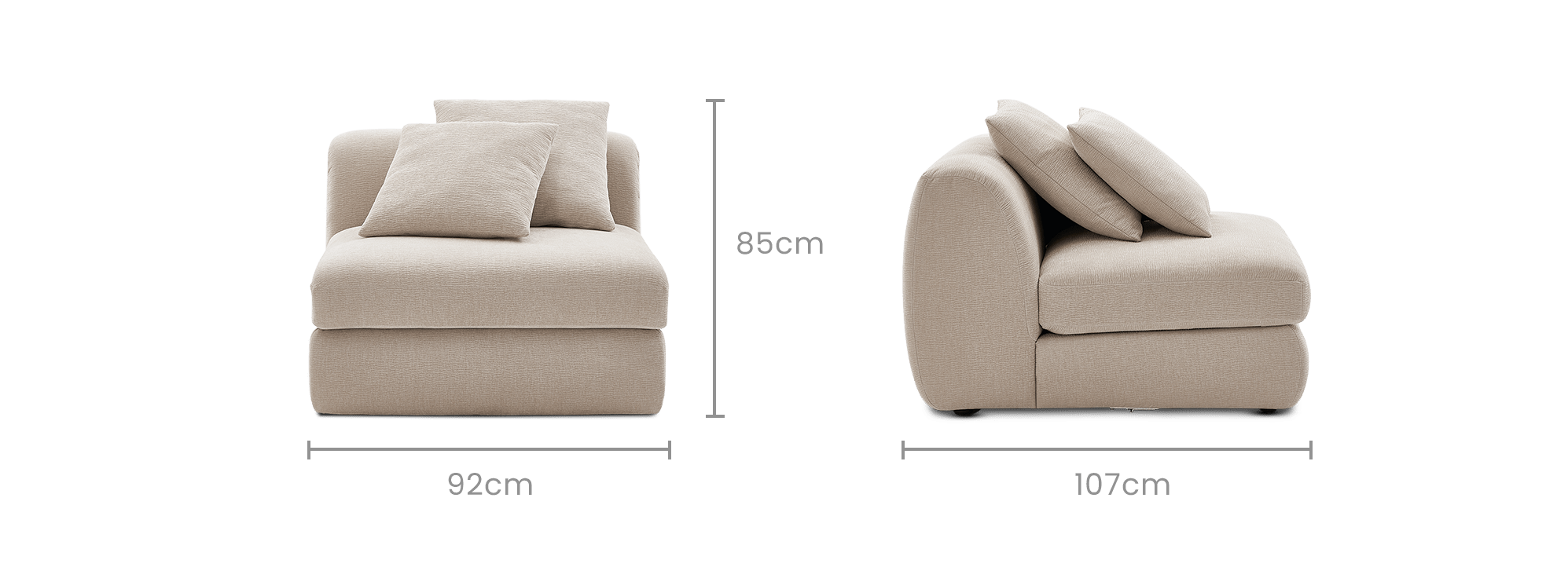 dimension of Fable Performance Fabric Armless Sofa