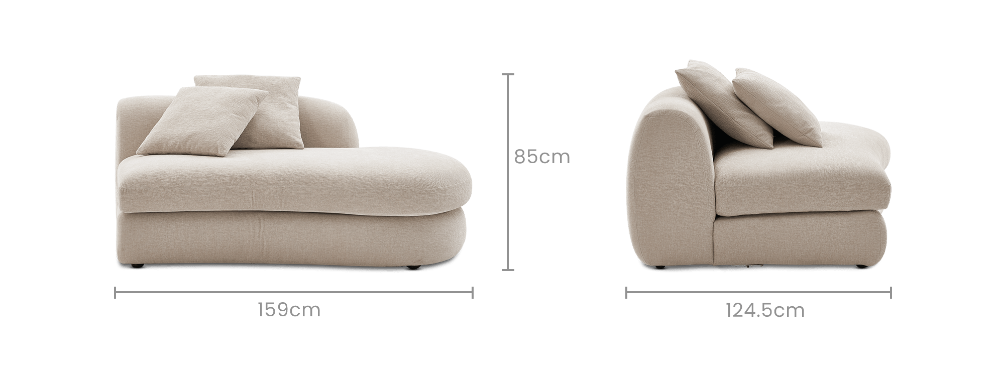dimension of Fable Performance Fabric Right Chaise