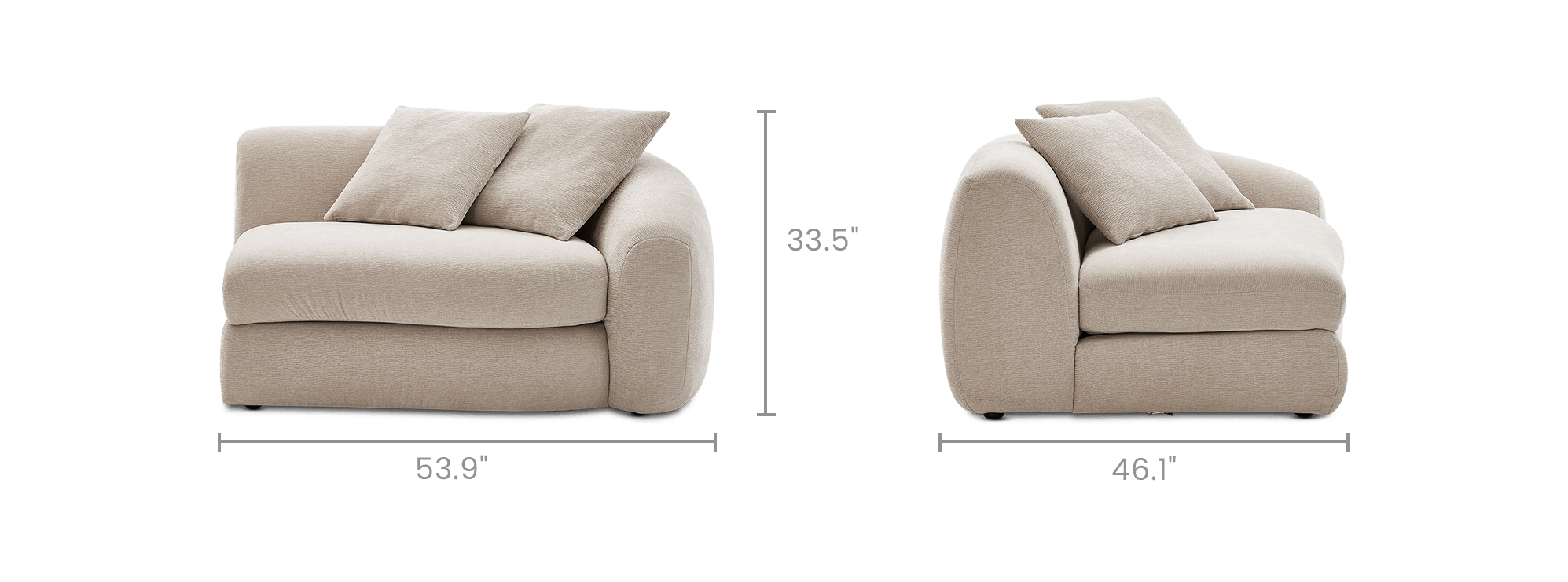 dimension of Fable Performance Fabric Right Arm Sofa