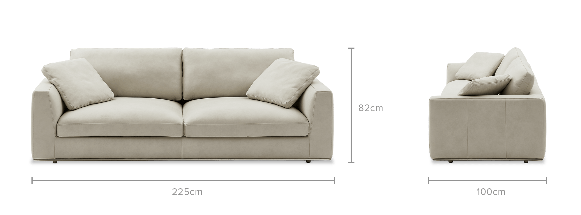 dimension of Hamilton Leather 3 Seater Sofa