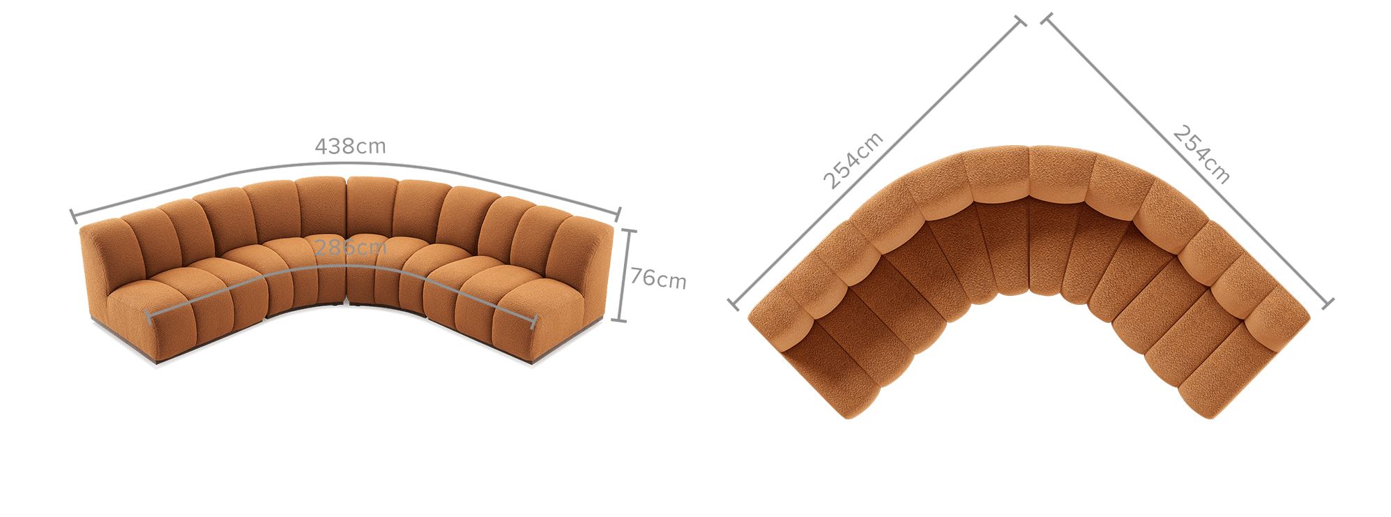 dimension of Marlow Performance Bouclé L-Shape Sectional Sofa