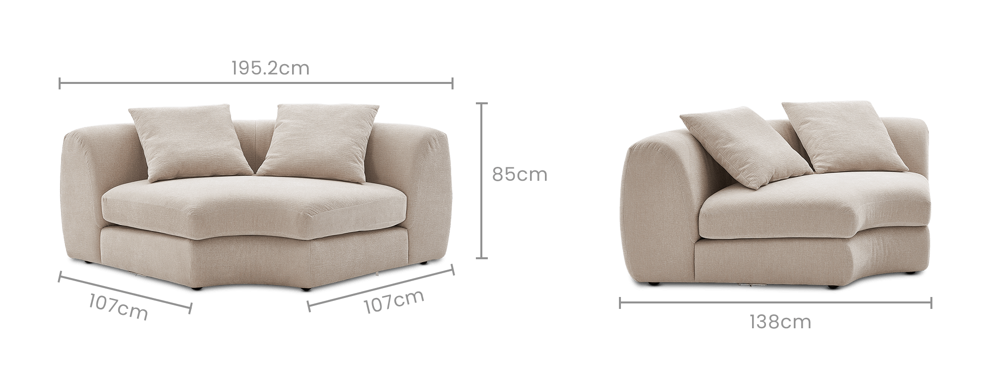 dimension of Fable Performance Fabric Corner Sofa