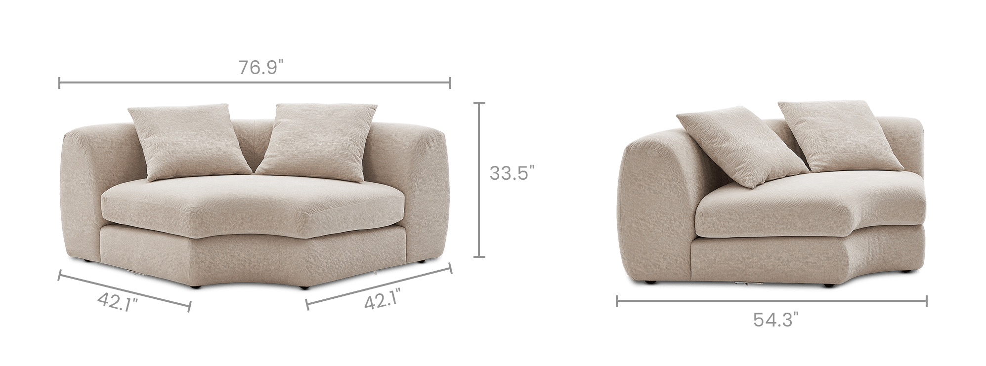 dimension of Fable Performance Fabric Corner Sofa